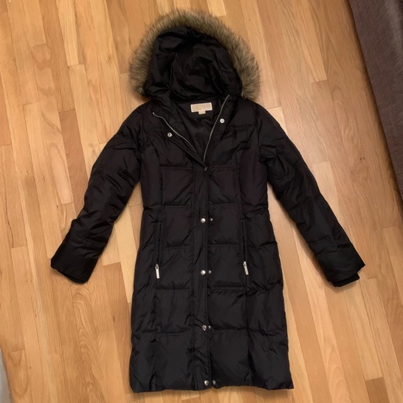 Michael Kors Long Puffer Coat With Fur Trim!